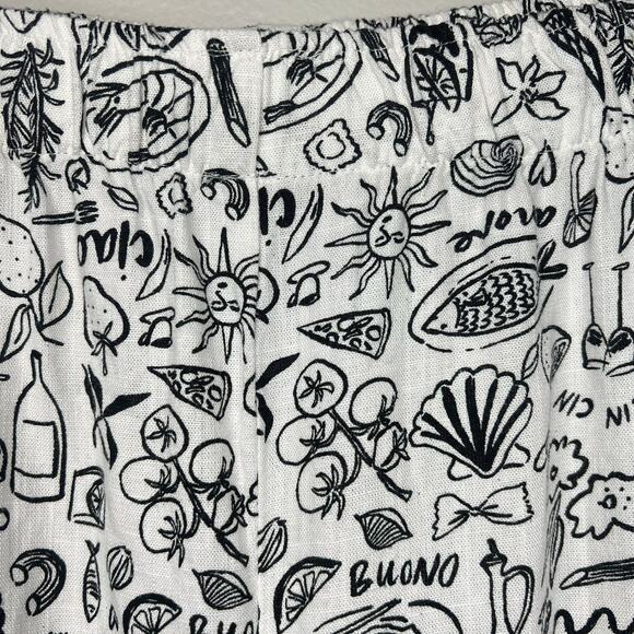 Sincerely Jules Pull On Wide Leg Linen Pants Black White Italian Vacation Sz L - Picture 4 of 10